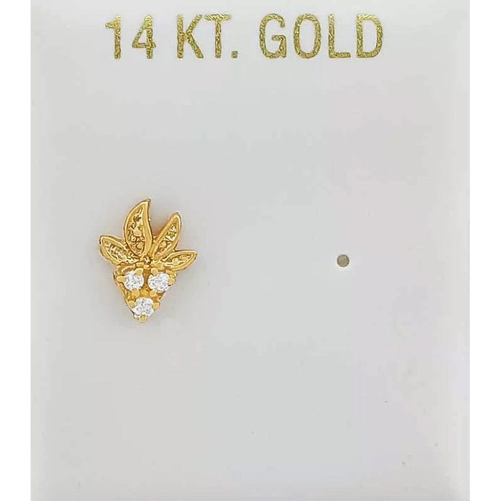 Created White Sapphires Single Earring 14k Yellow Gold